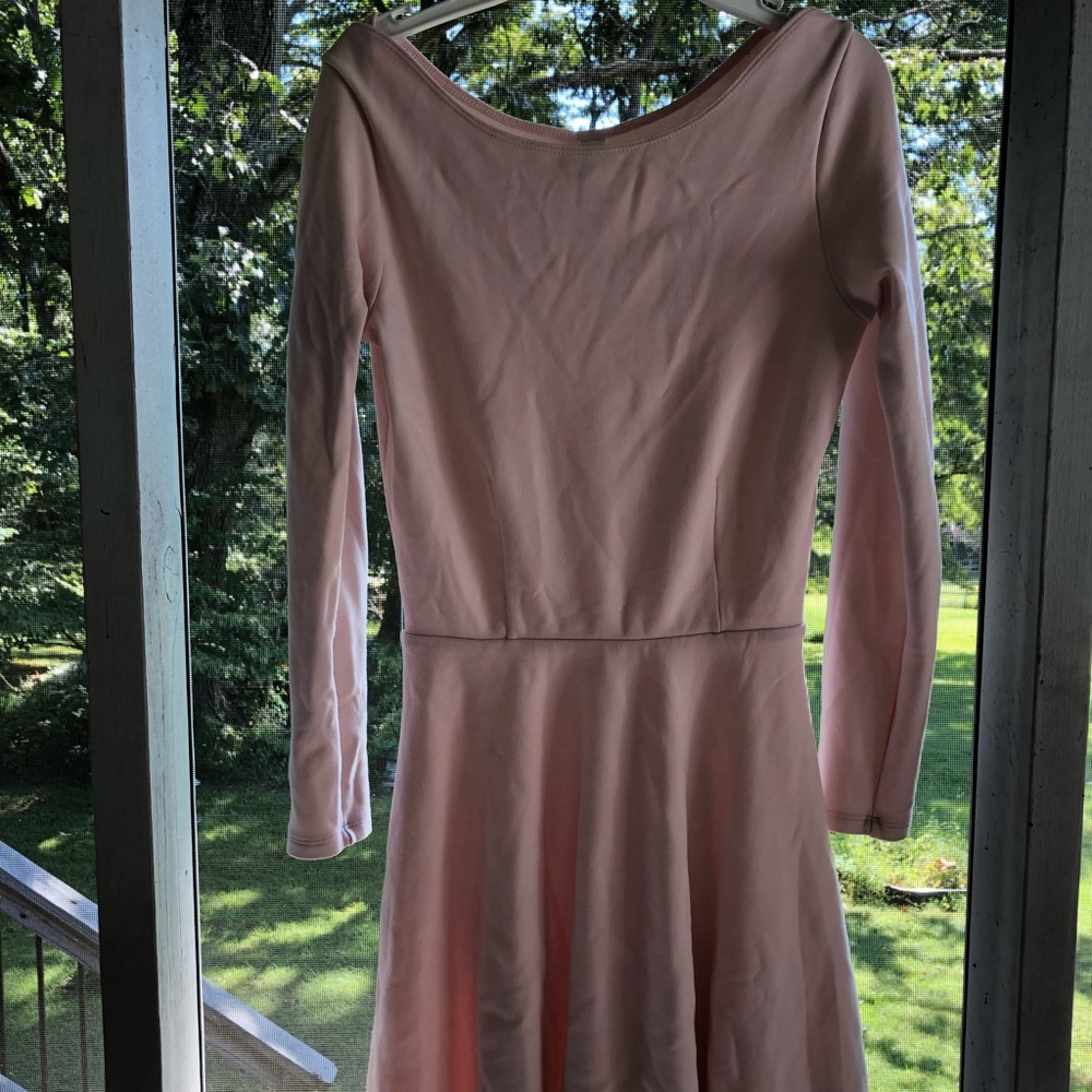 Millennial pink long sleeve, skater dress